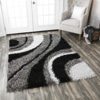 Rizzy Home | Km2322 | Kempton Collection | Polyester Area Rug | 5' X 7' | Multi/Red/Brown/Khaki/Camel/Black Stripe