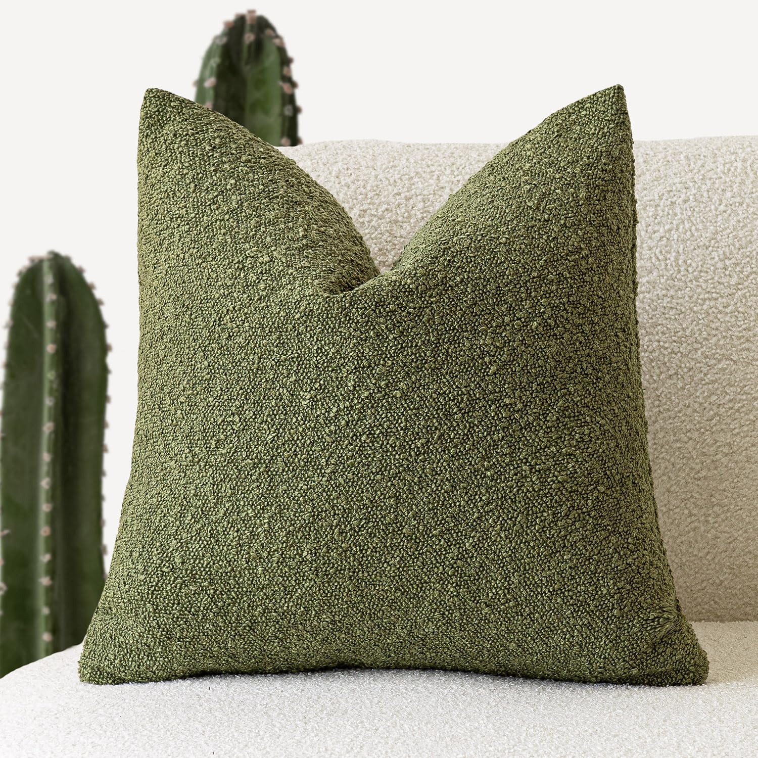 Foindtower Decorative Textured Boucle Throw Pillow Covers Accent Solid Pillow Cases Neutral Soft Cozy Couch Cushion Case For Cha