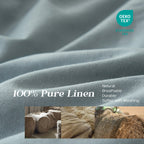Simple&Opulence 100% Linen Duvet Cover Set, 2 Pcs Pure Natural French Flax Dusty Blue Duvet Cover Twin Size, Breathable Soft Com