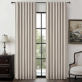 Grey Flax Curtains 86 inch Length 2 Panels Set, Hook Belt&Rod Pocket White Backing Beige Taupe Thermal Living Room/Bedroom/Slidi