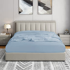 Cathay Home King Fitted Sheet - Double Brushed Ultra Soft – Wrinkle & Fade Resistant - 14' Standard Pocket Fitted Sheet Only - Good Fit For 12'-16' Deep Mattress (King, Blue Fog)