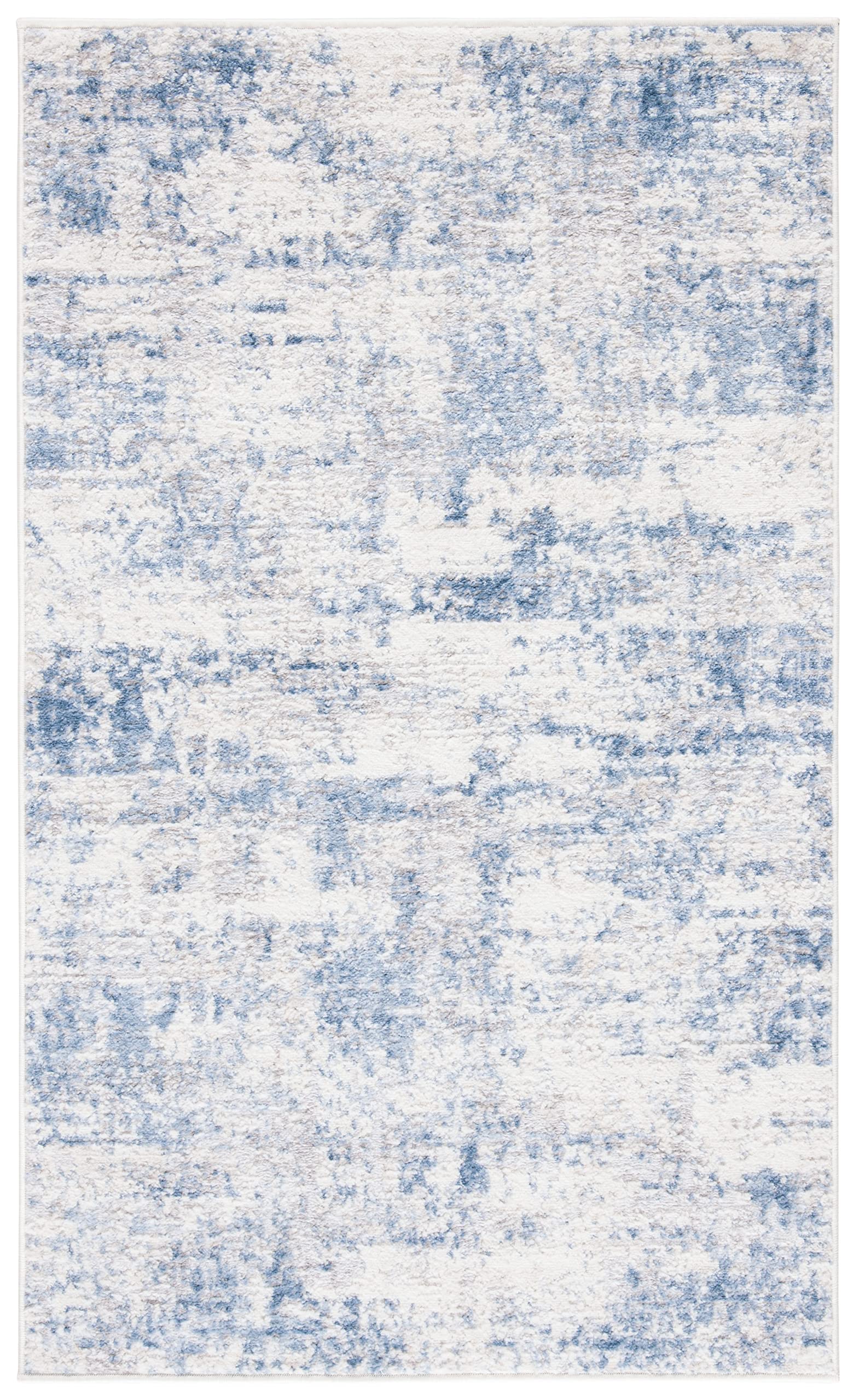 Safavieh Amelia Collection Accent Rug - 3' X 5', Ivory & Blue, Modern Abstract Design, Non-Shedding & Easy Care, Ideal For High