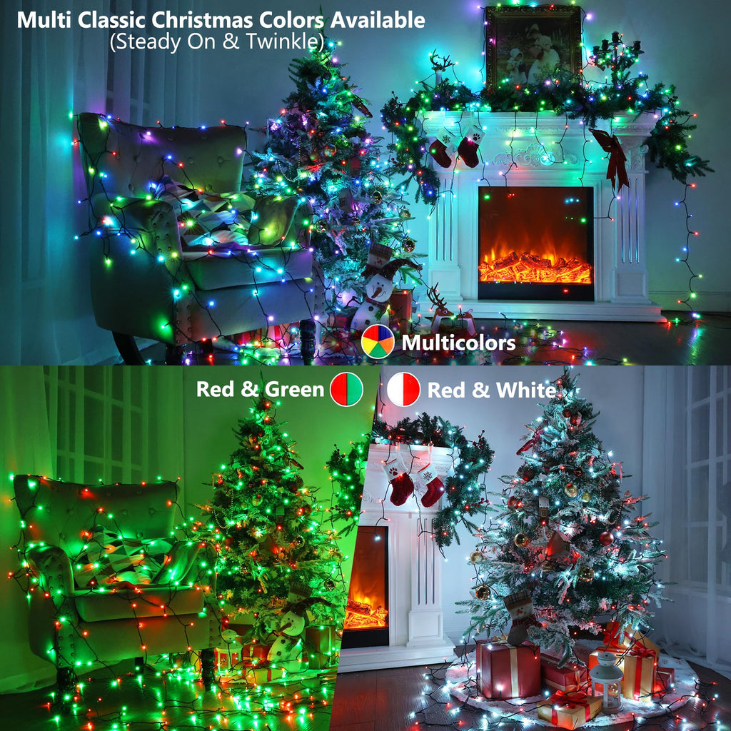 Brizled Color Changing String Lights 98Ft 300 Led Rgb Christmas Lights Dimmable Multifunctional Christmas Lights With Remote For
