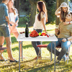 Zenstyle Indoor Outdoor Heavy Duty Plastic Folding Table Portable Picnic Table Fold-In-Half Utility Table W/Handle And Steel Legs For Camping, Dining, Party, White (3Ft)