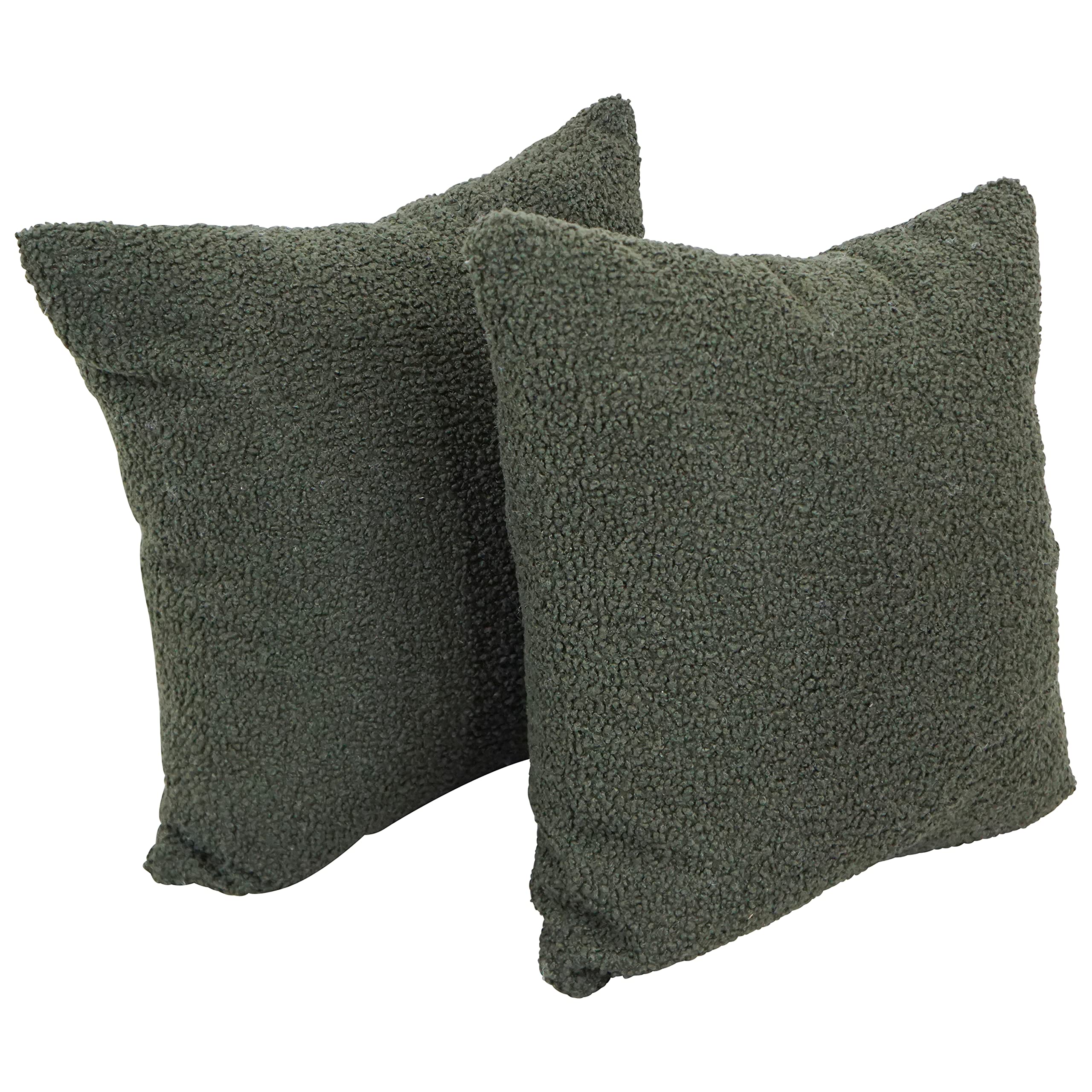 Blazing Needles Square Faux Fur Throw Pillows, 17", Turell Army 2 Count