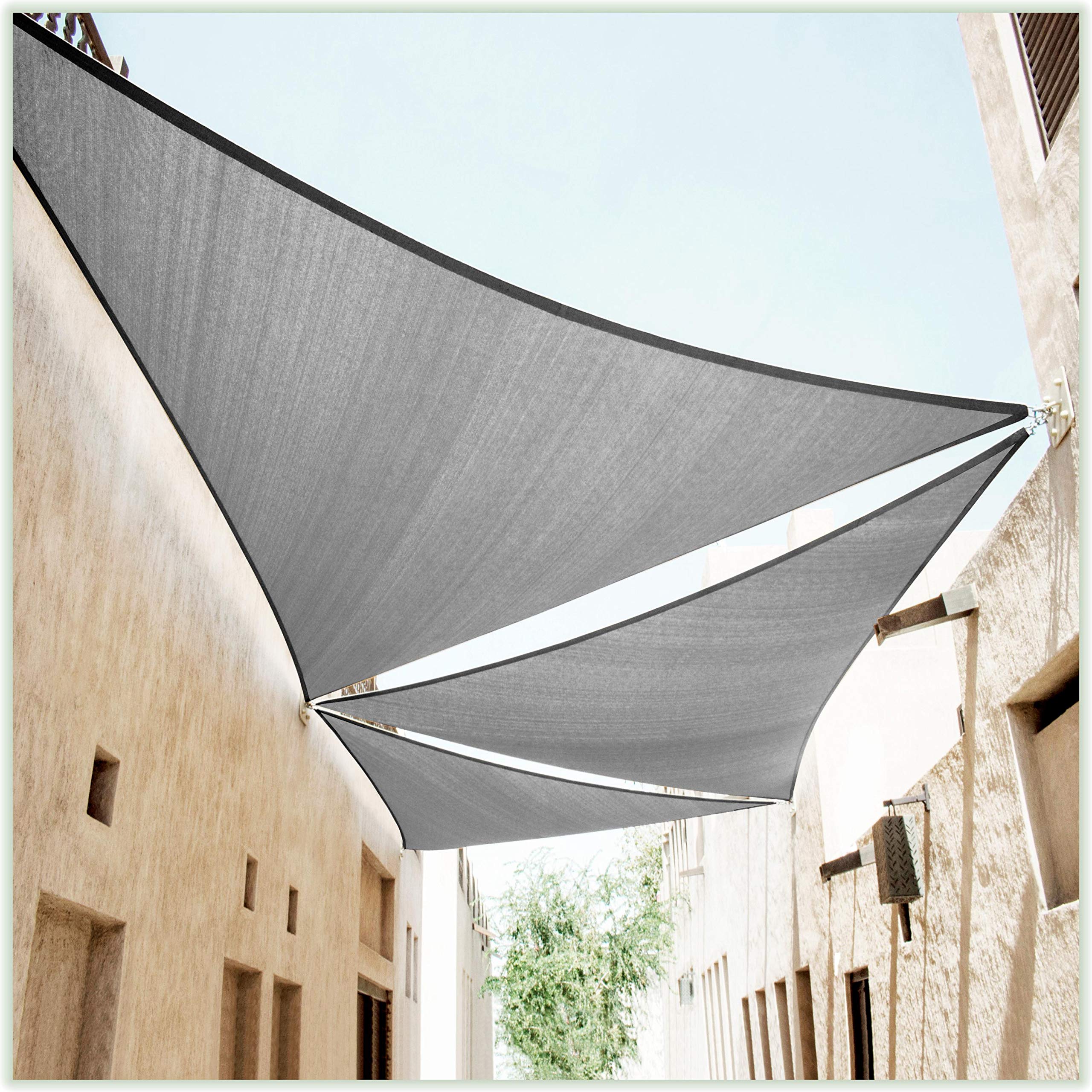 Colourtree 12' X 12' X 12' Grey Triangle Ctapt24 Sun Shade Sail Canopy Mesh Fabric Uv Block Upf50 & Commercial Heavy Duty - 190