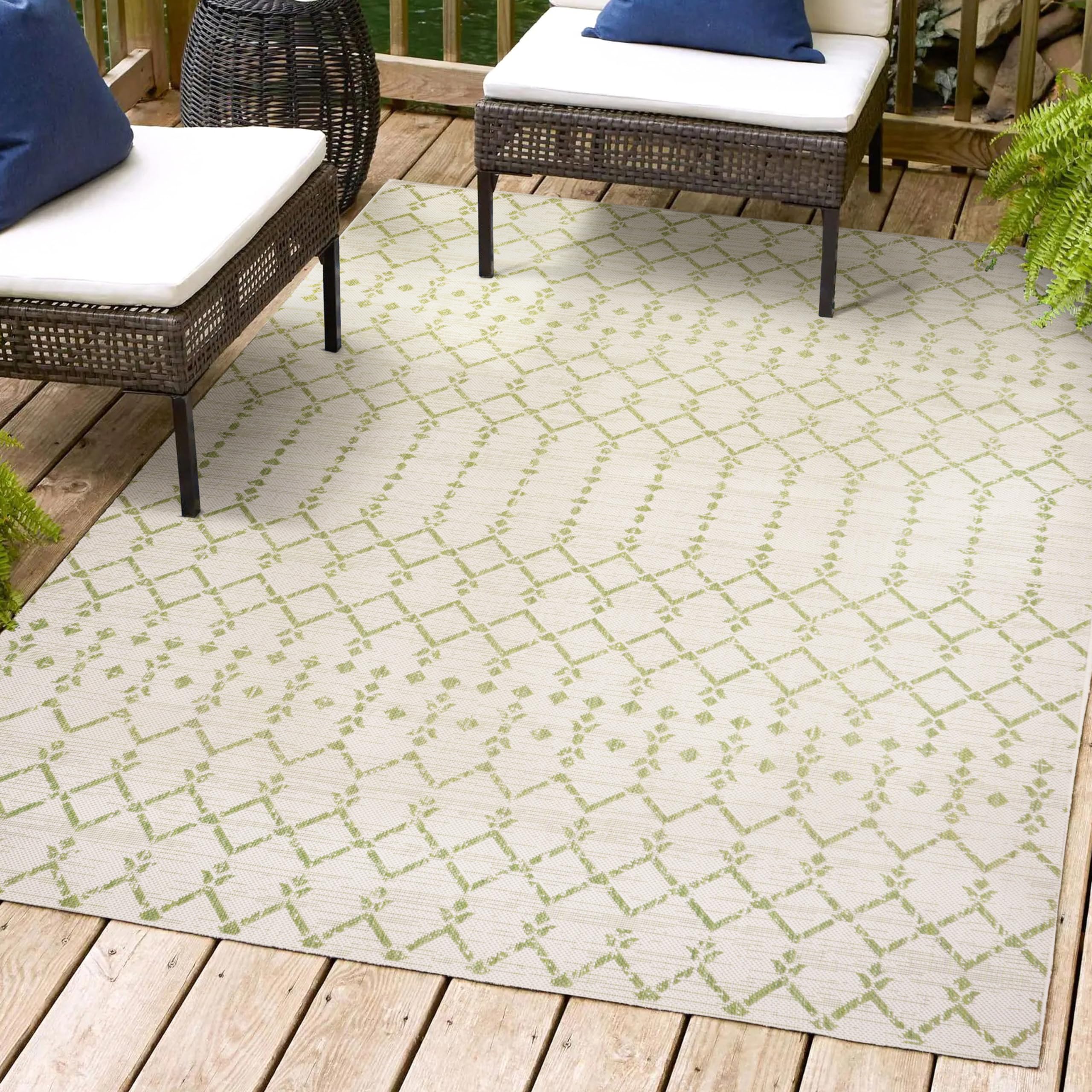 Jonathan Y Smb108M-3 Ourika Moroccan Geometric Textured Weave Indoor Outdoor Area-Rug, Bohemian Coastal Traditional Easy-Cleanin