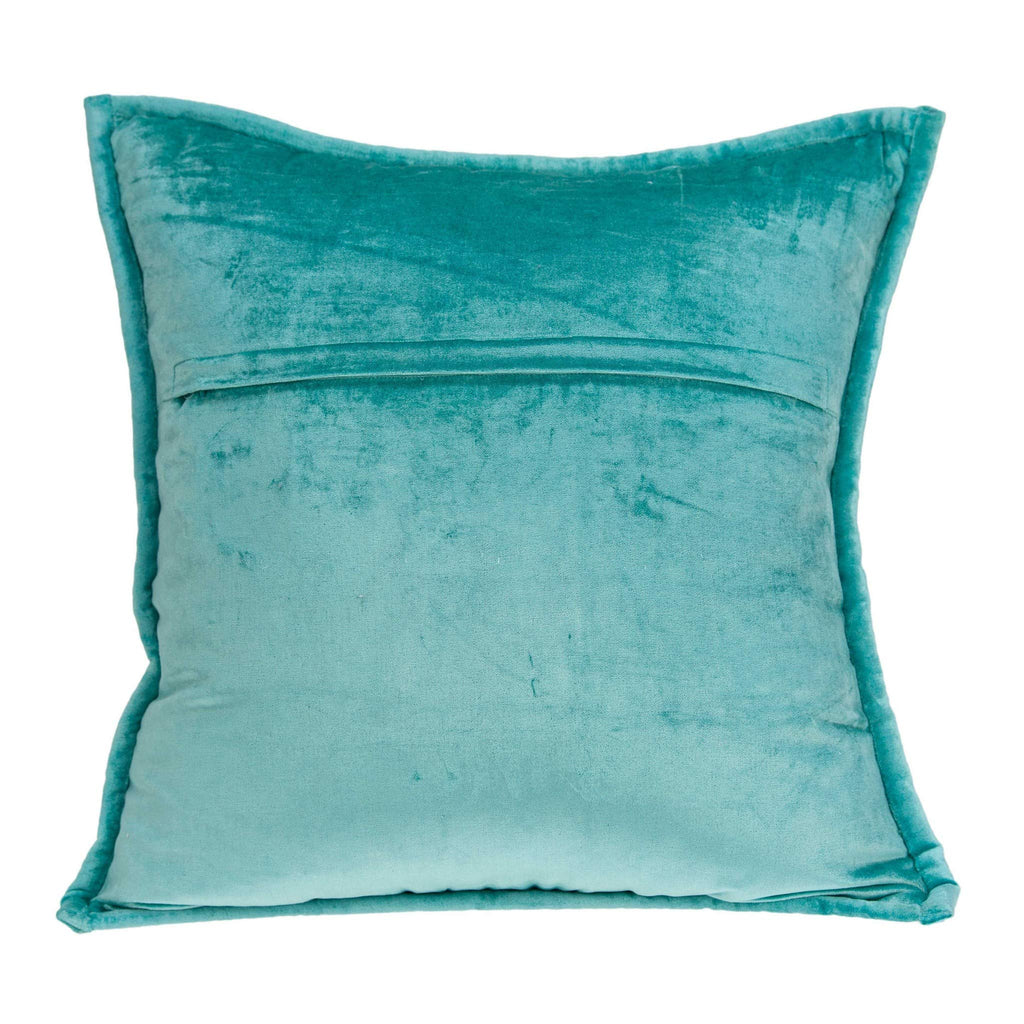 HomeRoots 50% Cotton, 50% Viscose 20' x 7' x 20' Transitional Aqua Solid Quilted Pillow Cover with Poly Insert