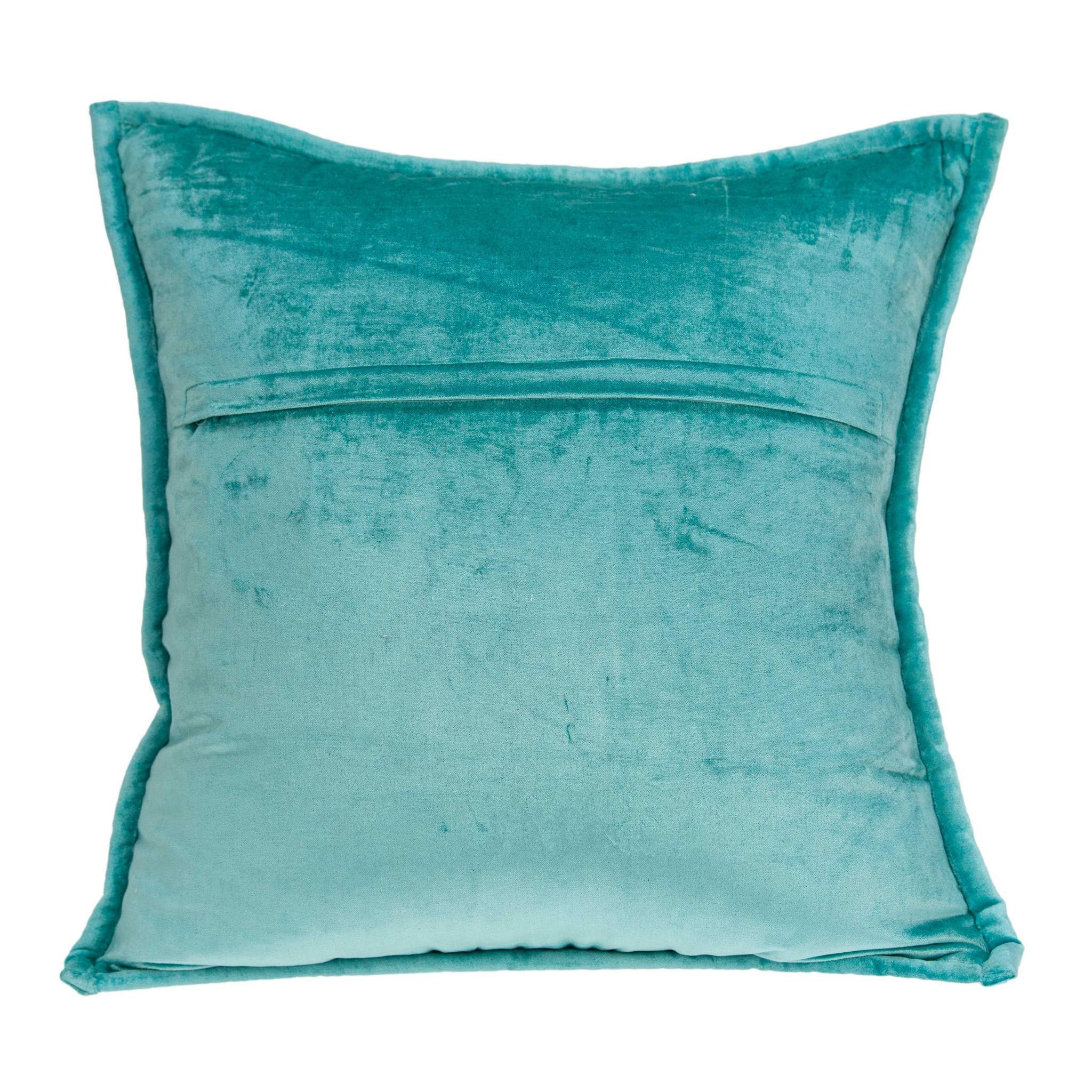 HomeRoots 50% Cotton, 50% Viscose 20' x 7' x 20' Transitional Aqua Solid Quilted Pillow Cover with Poly Insert