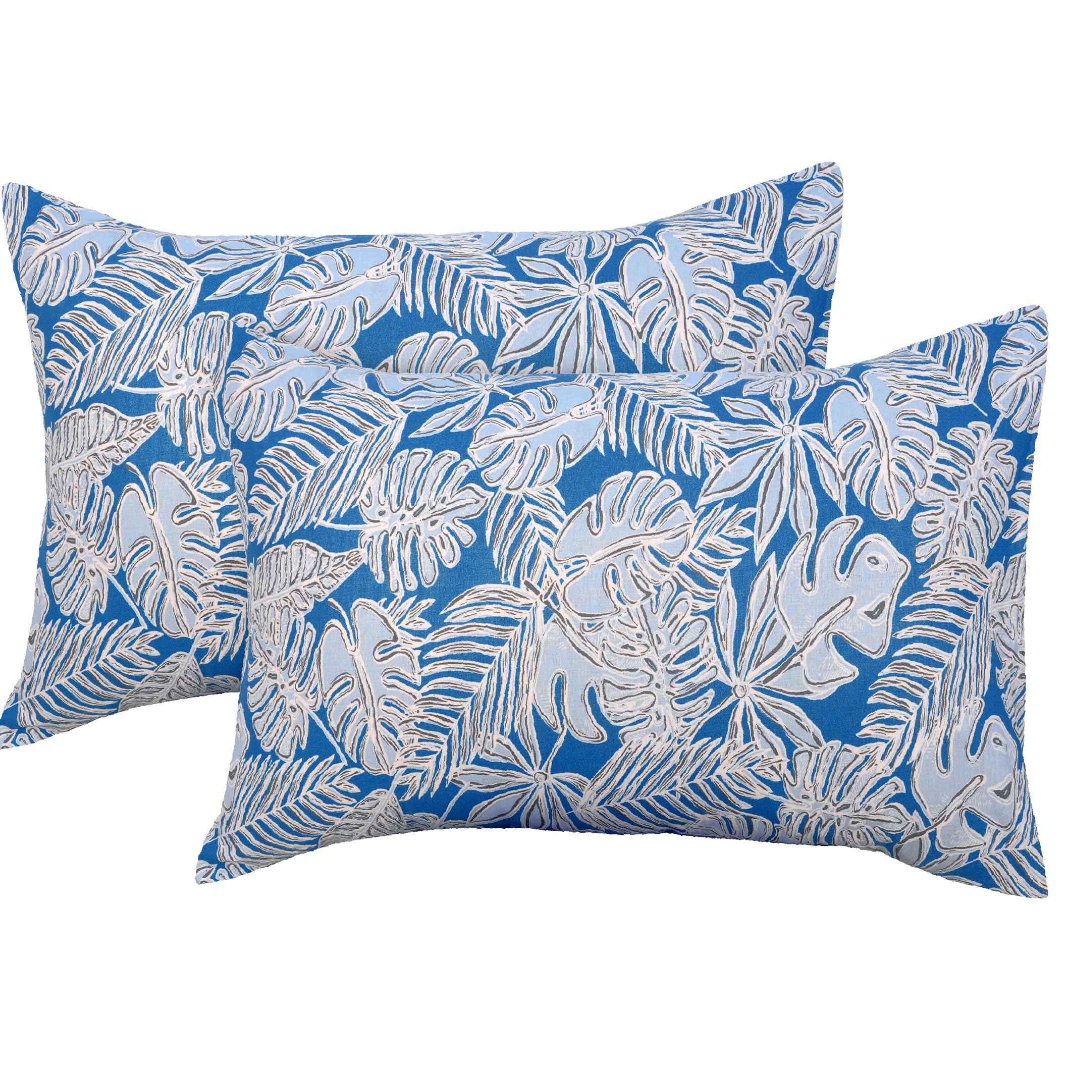 Huesland By Ahmedabad Cotton 144 Tc Cotton Pillow Cases Set Of 2  Blue & White