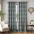 Jinchan 100% Blackout Curtains For Bedroom, Blue Damask Patterned Curtains 96 Inch Length For Living Room, Vintage Medallion Art Deco Drapes, Thermal Insulated Grommet Window Treatments, 2 Panels Blue