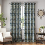 Jinchan 100% Blackout Curtains For Bedroom, Blue Damask Patterned Curtains 96 Inch Length For Living Room, Vintage Medallion Art Deco Drapes, Thermal Insulated Grommet Window Treatments, 2 Panels Blue