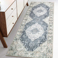 MUJOO Hallway Runner Rug Machine Washable Runner Rugs Non Slip Boho Blue Grey Runner Rug for Hallways Entryway Kitchen Bathroom 
