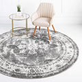 Unique Loom Sofia Collection Area Rug - Salle Garnier (7 10 Round, Gray/ Ivory)