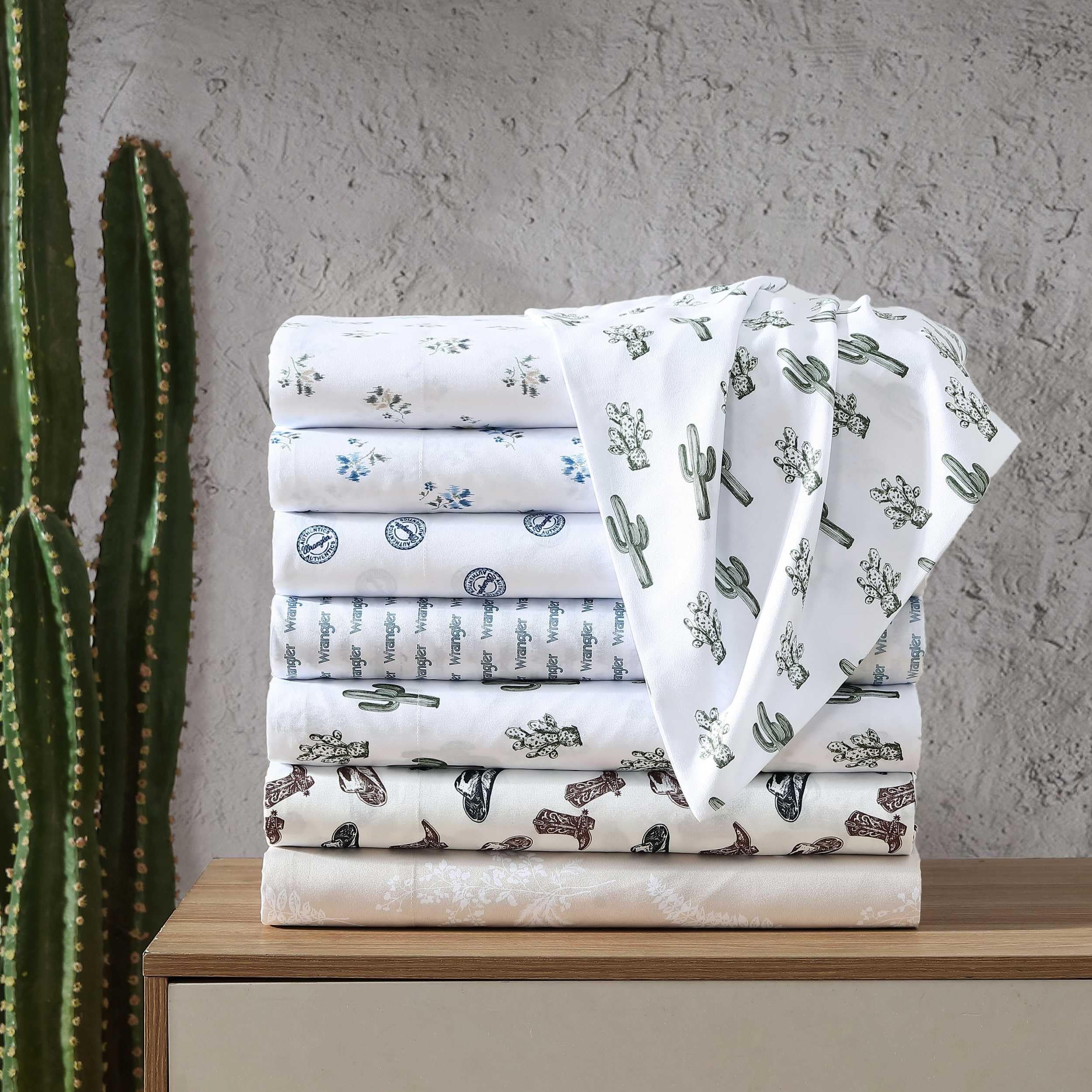 Wrangler - Sheet Set, Breathable & Wrinkle Resistant Bedding, Includes Matching Sham & Pillowcase, Yellowstone Inspired, Floral Luxurious Bedding Set (Sketchy Ditsy Green, Twin)