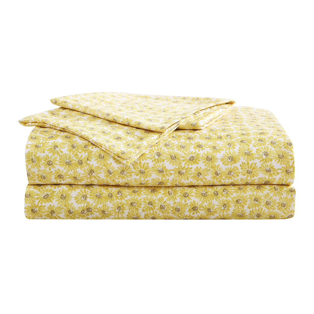 Betsey Johnson - Twin Bed Sheets, Soft & Lightweight Bedding, Fade & Wrinkle Resistant (Sunflower Field Yellow, Twin)