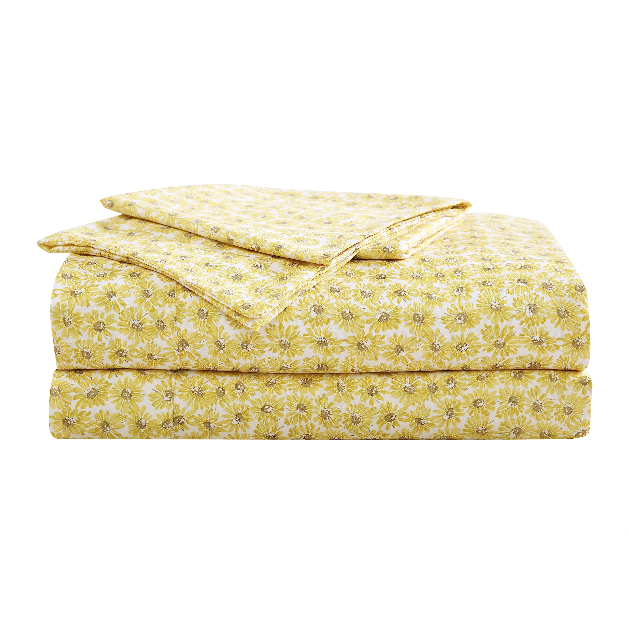 Betsey Johnson - Twin Bed Sheets, Soft & Lightweight Bedding, Fade & Wrinkle Resistant (Sunflower Field Yellow, Twin)
