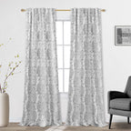 Grey Patterned Decorative Curtains For Living Room 84 Inches Long,Only 50% Black Out Room Darkening Blackout Window Curtain Panels For Bedroom,Set Of 2,52X84 Inch Length,Gray