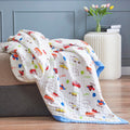 J-Pinno Cars Cute Muslin Blanket Reversible 100% Cotton 6 Layer Quilt Bed Blanket Soft Warm Throw Sofa Couch Toddler Kids Cartoo