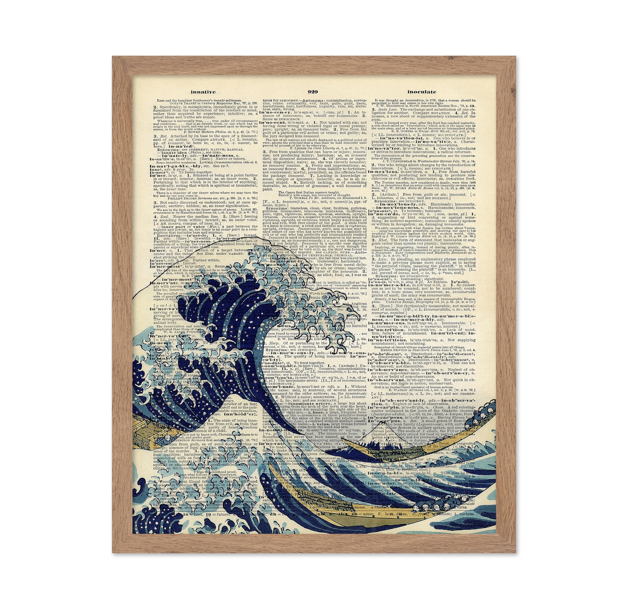 Poster Master Dictionary Art Poster - Great Wave Off Kanagawa Print - Japanese Art - Deep Sea Art - Nautical Gift for Him, Her -