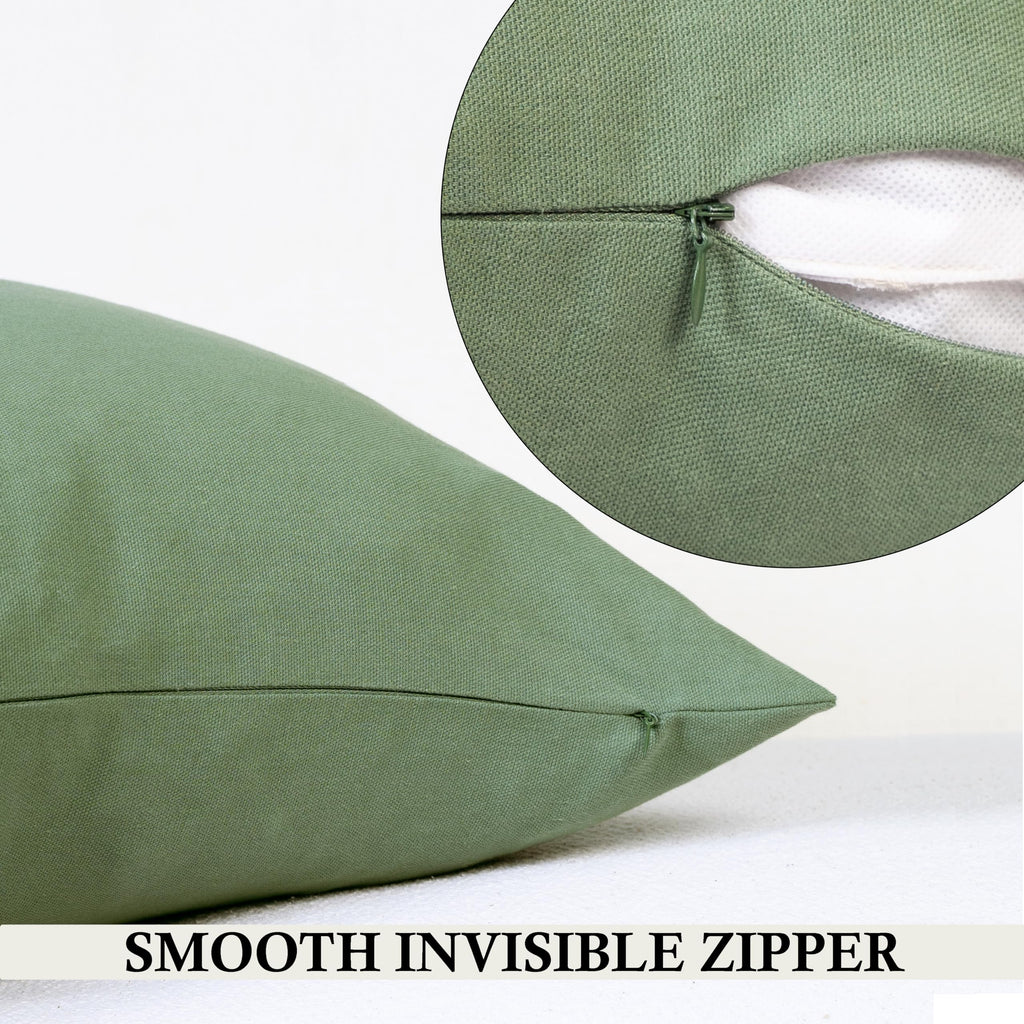 Rely+ Cotton Throw Pillow Covers 20X20 Inchs Set Of 2 Sage Green Decorative Zippered Cases For Couch Bedroom Sofa Farmhouse Livi