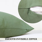 Rely+ Cotton Throw Pillow Covers 20X20 Inchs Set Of 2 Sage Green Decorative Zippered Cases For Couch Bedroom Sofa Farmhouse Livi