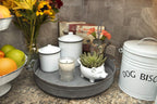 Creative Co-Op Set Of 2 White Enameled Canisters With Lids