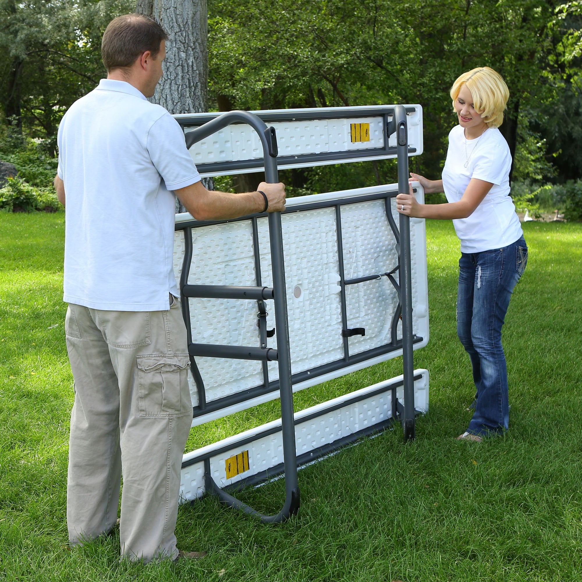 Lifetime 80215 Folding Picnic Table, 6 Feet, White Granite