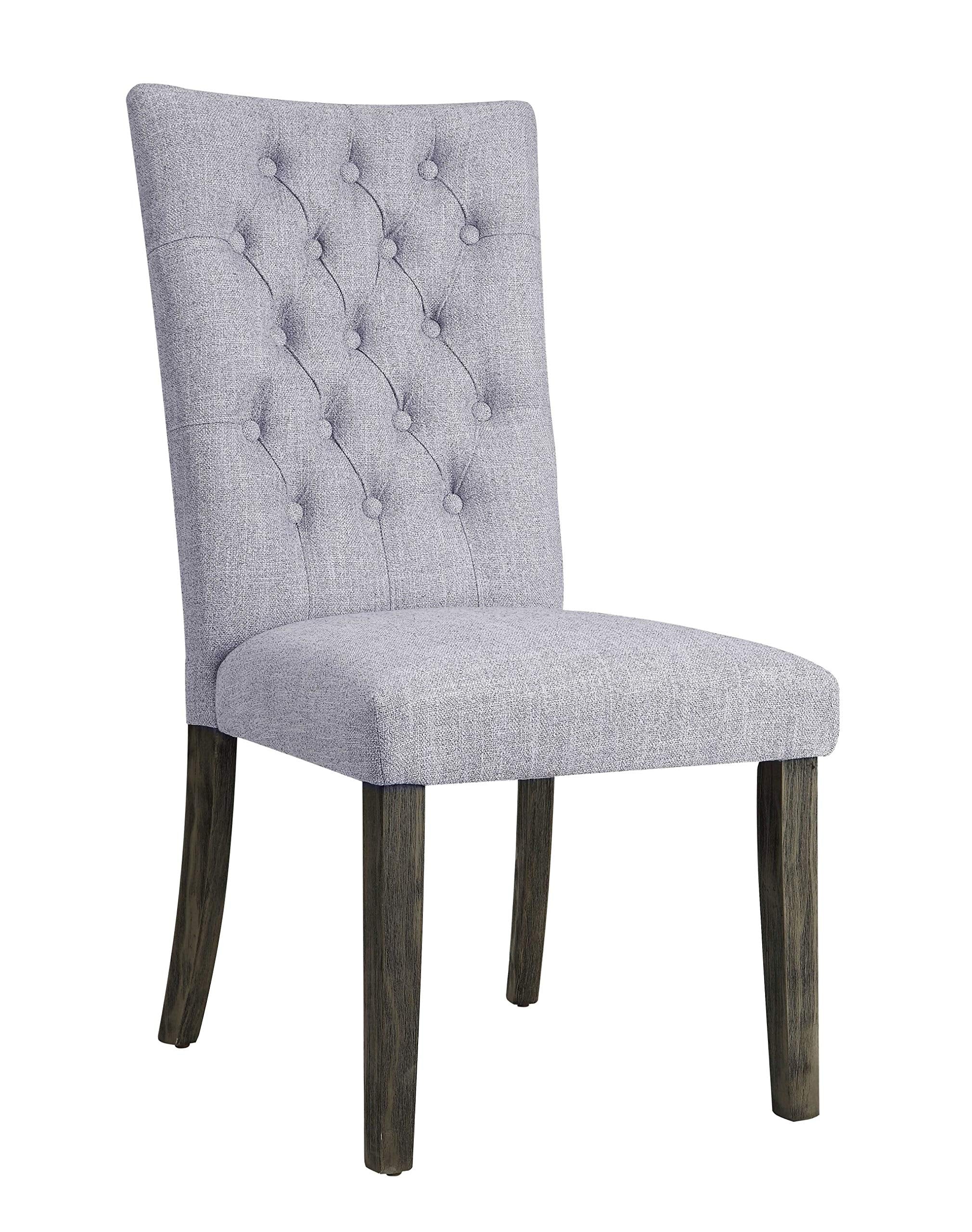 HomeRoots Wood, Fabric, Foam 21 X 25 X 45 2pc Gray Fabric and Gray Oak Side Chair