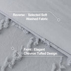Andency King Comforter Silver Grey, Boho Grey Soft Warm Bedding Comforter Sets For King Size Bed Set, 3 Pieces Gray Cute Chevron Tufted Aesthetic Microfiber Lightweight Comforter Set