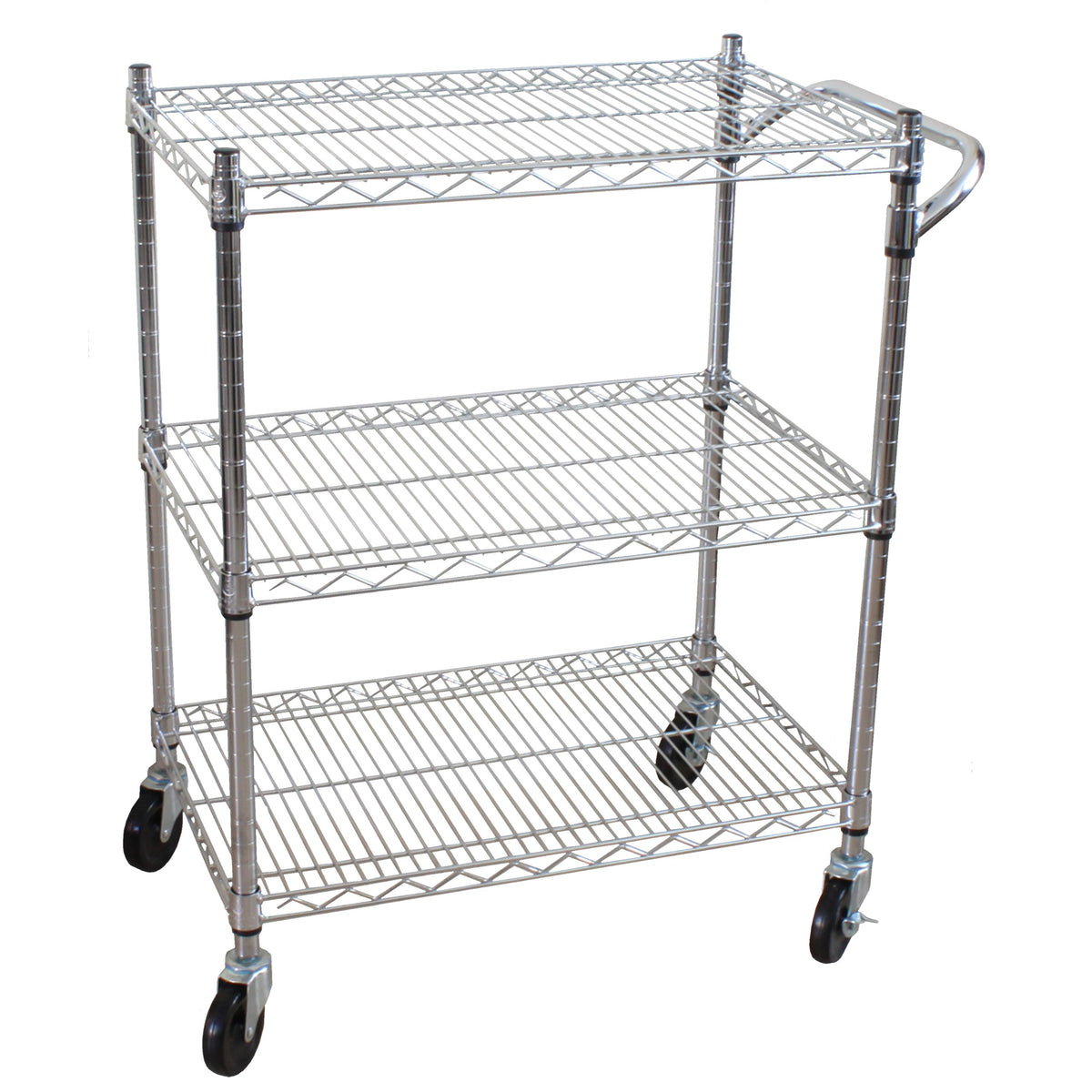 Casafoyer Heavy Duty Chrome Utility Cart With Adjustable Shelves  3Tier ( Pack Of 2 )