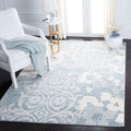 SAFAVIEH Adirondack Collection Area Rug - 6 x 9, Grey & Ivory, Floral Glam Damask Distressed Design, Non-Shedding & Easy Care,