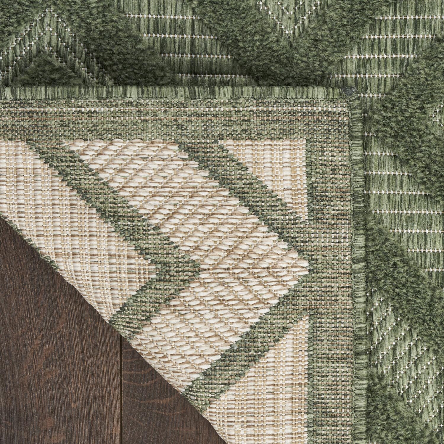 Nourison Versatile Indoor/Outdoor Green 5' X 7' Area Rug, Easy Cleaning, Non Shedding, Bed Room, Living Room, Dining Room, Backyard, Deck, Patio (5X7)