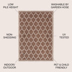 Jonathan Y Smb109B-8Sq Trebol Moroccan Trellis Textured Weave Indoor/Outdoor Area Rug, Modern, Bohemian, Contemporary For Bedroom, Kitchen, Living Room, Easy-Cleaning, Espresso/Taupe, 8' Square