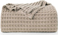 Utopia Bedding Cotton Waffle Blanket 300 Gsm (Khaki - 90X108 Inches) Soft Lightweight Breathable Bed Blanket King Size Layering