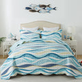 Honeilife Beach Quilt King Size - 3 Pieces Coastal Quilt Sets Nautical Bedspreads Ocean Coverlets Lightweight Bed Cover, King Qu