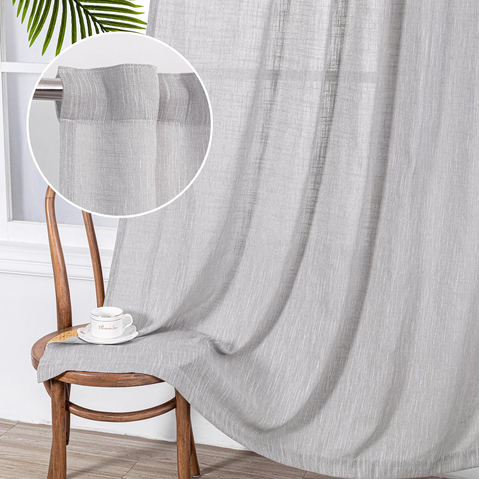 Mysky Home 108 Inches Long Ceiling Curtains, Light Filtering Boho Window Sheer Drapes For Living Room Patio Sliding Door Back Ta