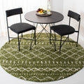 SAFAVIEH Arizona Shag Collection Area Rug - 51 Round, Green & Ivory, Moroccan Design, Non-Shedding & Easy Care, 1.6-inch Thick,
