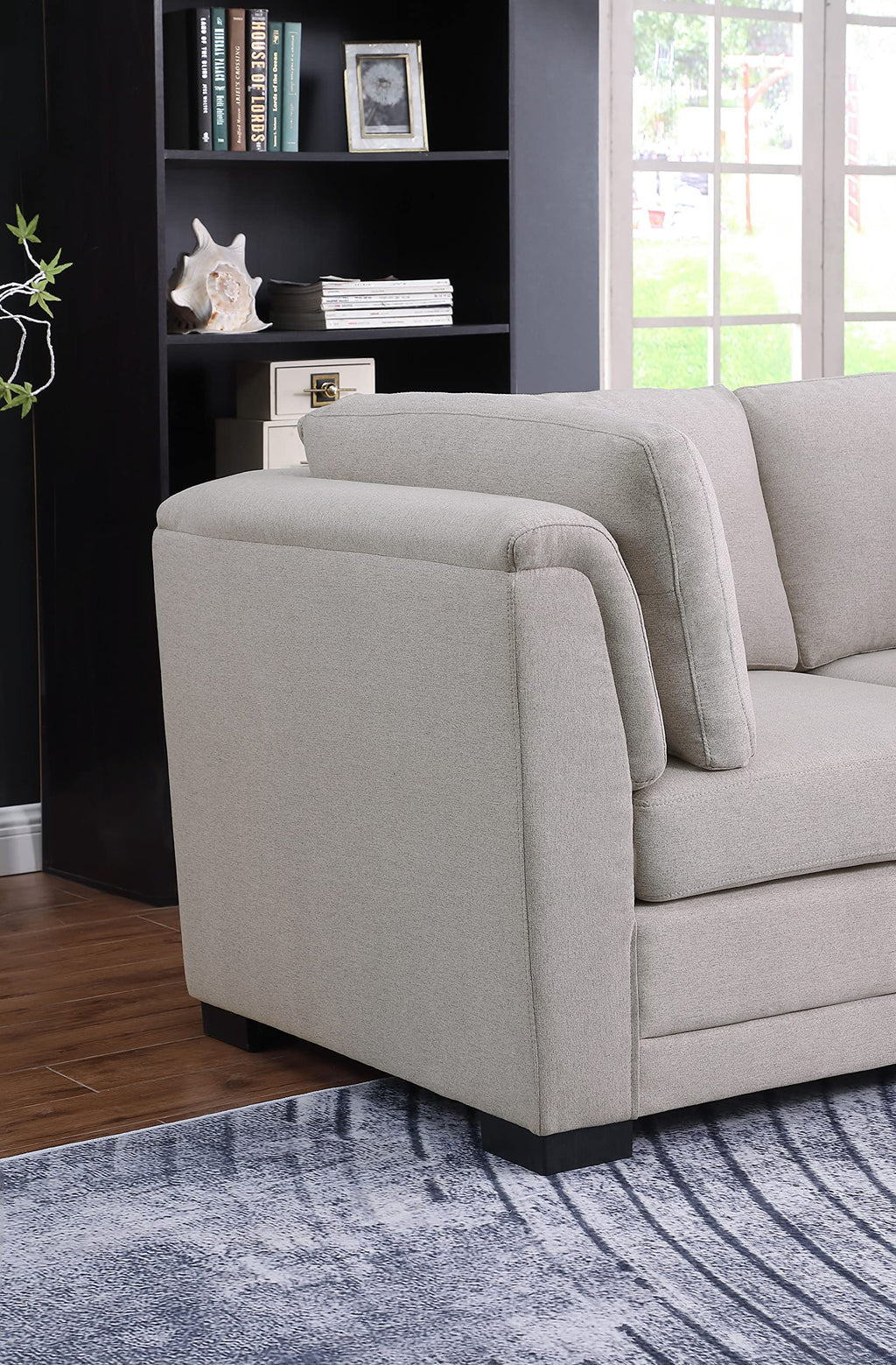 Lilola Home Kristin Light Gray Linen Fabric Loveseat
