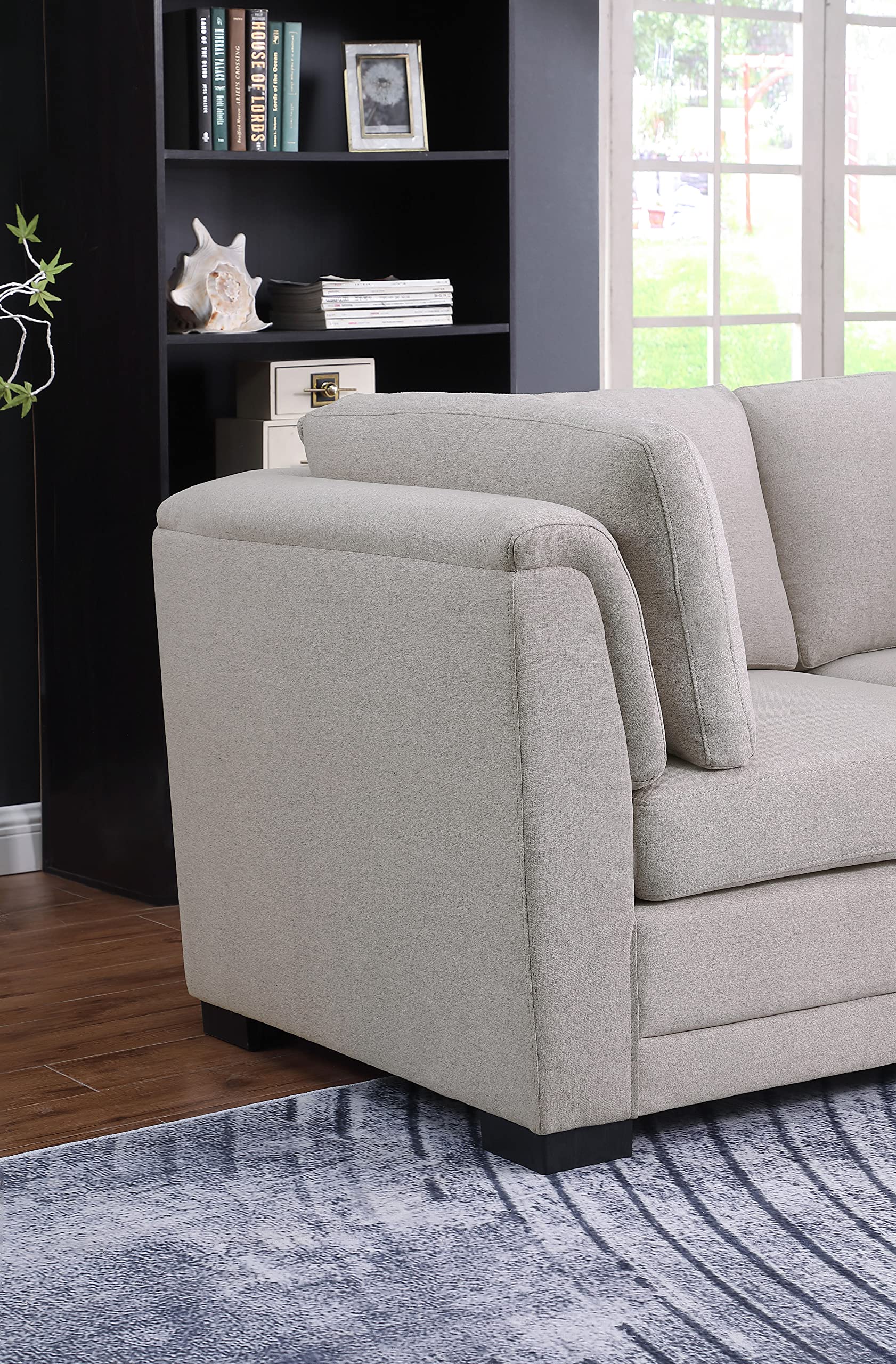 Lilola Home Kristin Light Gray Linen Fabric Loveseat