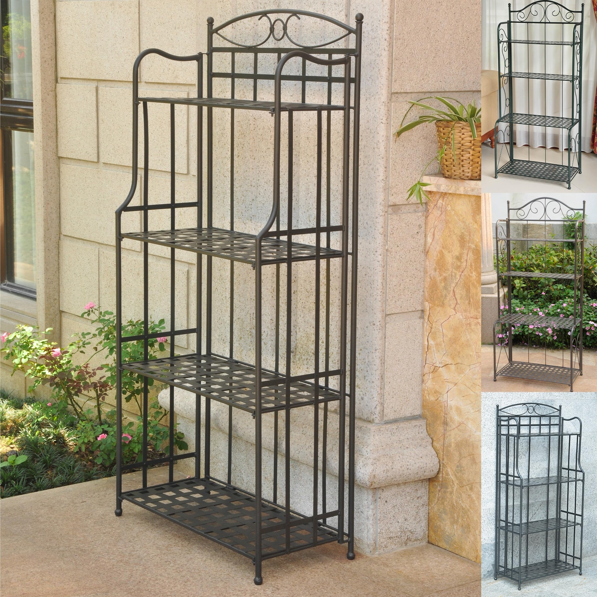 International Caravan Santa Fe 4-Tier Bakers Rack Antique Black