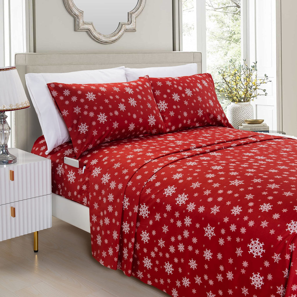 Elegant Comfort Luxury Soft Bed Sheets Holiday Pattern 1500 Premium Hotel Quality Microfiber - Softness Wrinkle And Fade Resista
