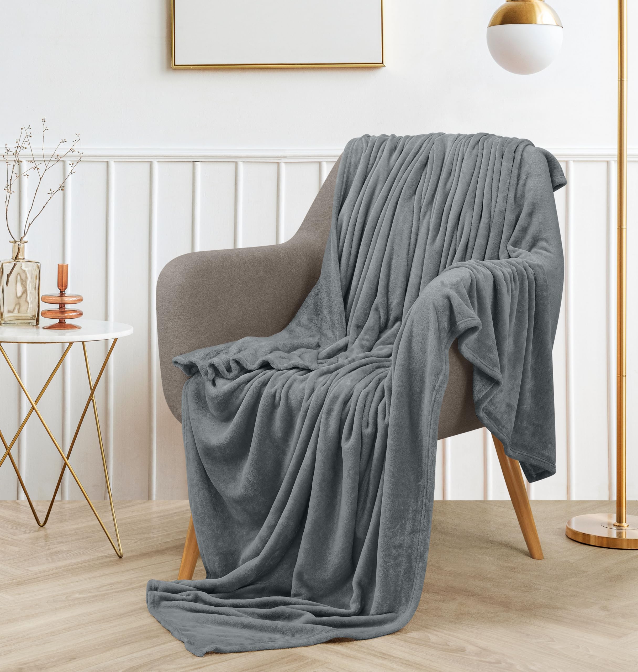 Utopia Bedding Cool Grey Fleece Blanket Throw Size Lightweight Fuzzy Soft Anti-Static Microfiber Bed Blanket (60X50 Inch)