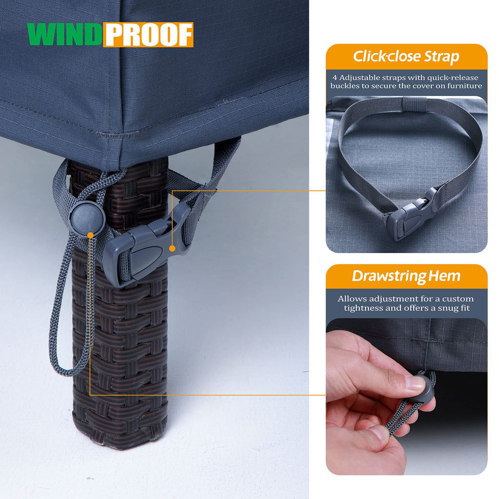 Patio Chair Covers, Heavy Duty Waterproof Uv Resistant Outdoor Large Deep Seat Lounge Chair Club Chair Cover, Grey, 40'W X 40'D X 36'H