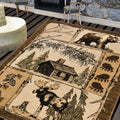 Handcraft Rugs HR-Lodge, Cabin Nature and Animals Area Rug Geometric Design Cabin Area Rug-Abstract Moose/Bear/Lodge/Nature