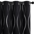 Nicetown Halloween Black Out Window Curtains For Bedroom, Microfiber Noise Reducing Thermal Insulated Wave Line Foil Print Desig