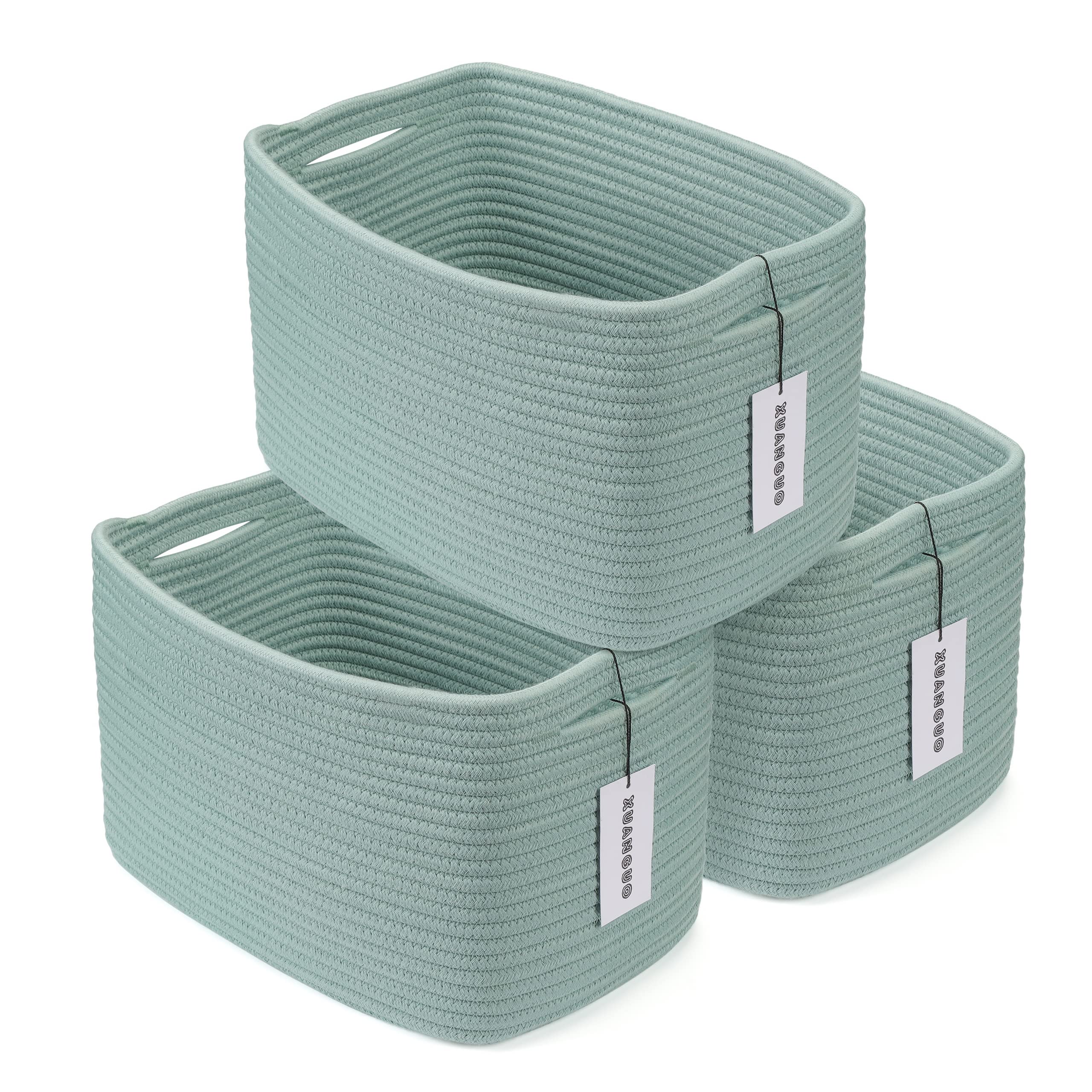 Cotton Rope storage Basket Bins Woven Basket for Organizing Shelves 15X10X9.3 Rectangle Decorative Baskets For storage Clothes T