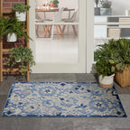 Nourison Aloha Indoor/Outdoor Blue/Grey 3' X 5' Area -Rug, Easy -Cleaning, Non Shedding, Bed Room, Living Room, Dining Room, Backyard, Deck, Patio (3X5)