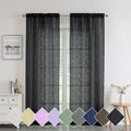 Chyhomenyc Marilyn Black Sheer Curtains 84 Inch Length 2 Panels, Light Filtering Breathable 3D Leaf Clip Jacquard Textured Sheer