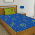 Huesland By Ahmedabad Cotton 144 Tc Cotton Single Bedsheet With 1 Pillow Cover  Blue & Green